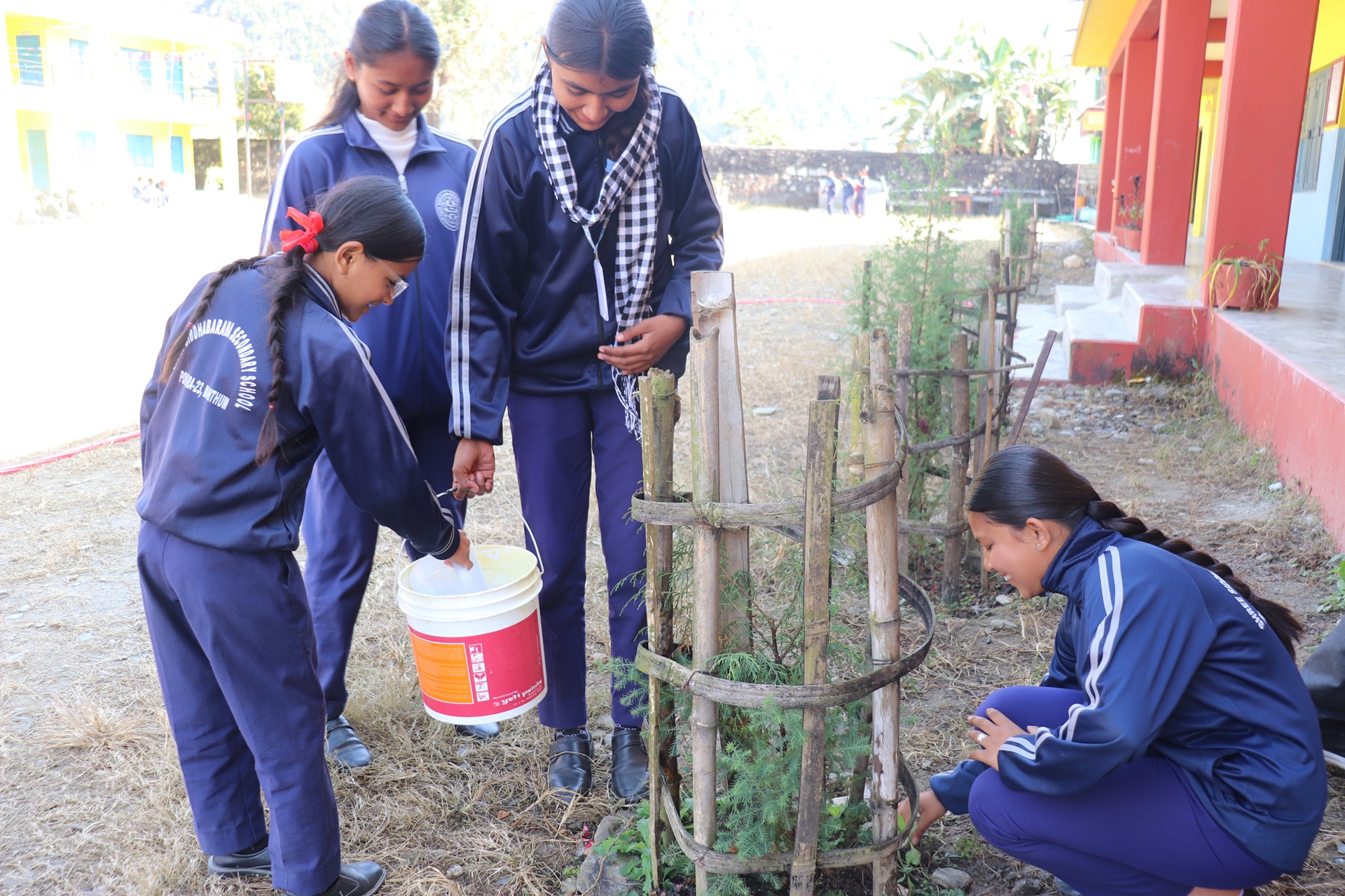 Der Kinderclub in Pokhara setzt sich für Aufforstung ein. Der Kinderclub in Pokhara setzt sich für Aufforstung ein.